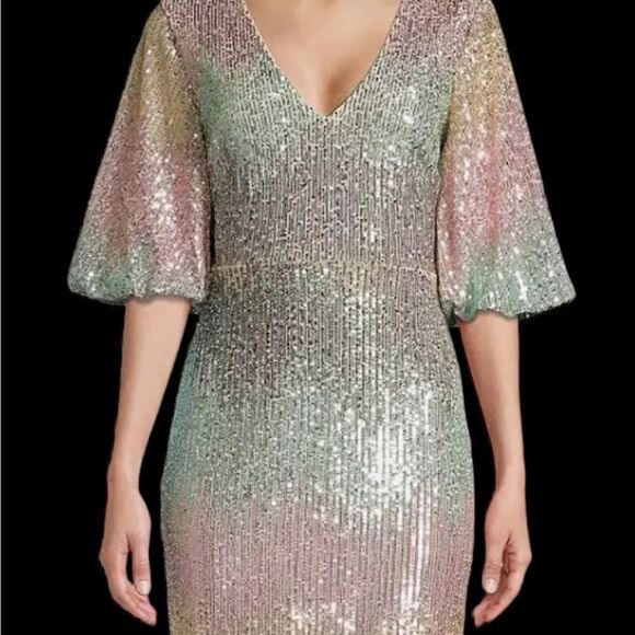 One33 Social Mint Multi Hombre Sequin Dress Size 12 NWT - Picture 6 of 9